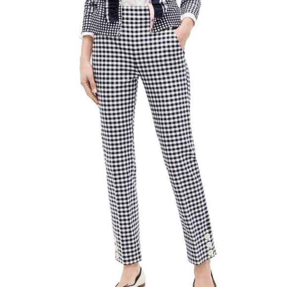 J. Crew Pants - J Crew navy blue gingham plaid trouser pants